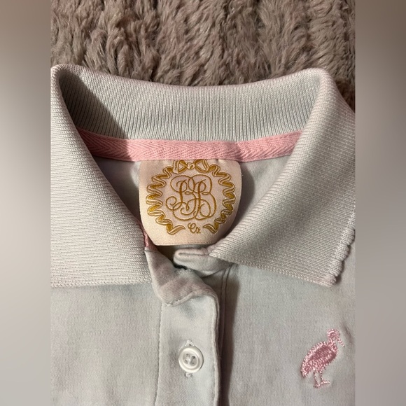 The Beaufort bonnet co. Little girls pink & light blue long sleeve polo shirt - Picture 4 of 8